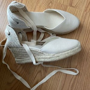 Soludos Lyon Wedge Espadrille Ivory Size 7